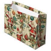 Kitscherige Kerstman en versieringen Groot Cadeauzakje (Voorkant Gekanteld)