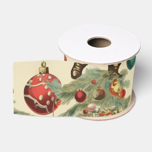Kitscherige Kerstman en versieringen Grosgrain Lint (Spoel)