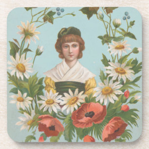 Kitscherige retro Duitse Valentijnkaart, 1884 Bier Onderzetter