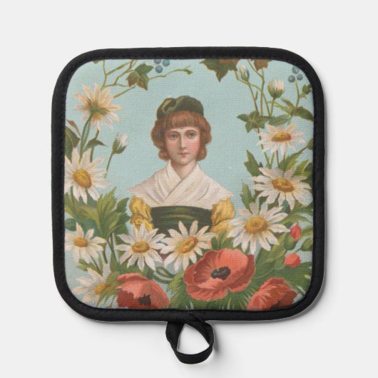 Kitscherige Retro Duitse Valentijnkaart, 1884 Pannenlap (Voorkant)