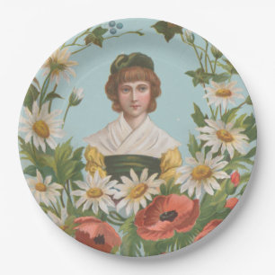 Kitscherige Retro Duitse Valentijnkaart, 1884 Papieren Bordje