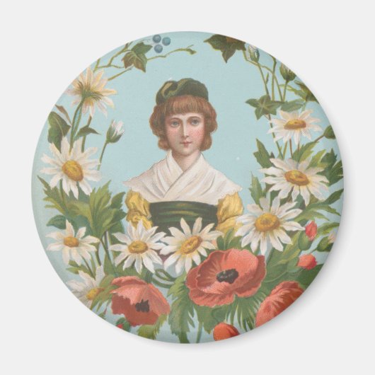 Kitscherige retro Duitse Valentijnskaart, 1884 Magneet (Voorkant)