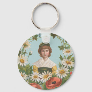 Kitscherige retro Duitse Valentijnskaart, 1884 Sleutelhanger