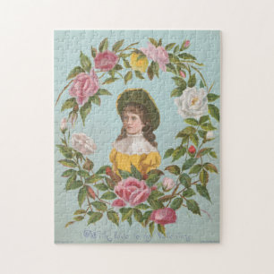 Kitscherige vintage Duitse Valentijnskaart, 1884 Legpuzzel