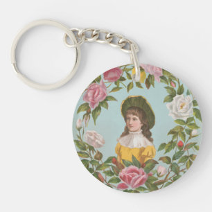 Kitscherige vintage Duitse Valentijnskaart, 1884 Sleutelhanger
