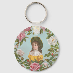 Kitscherige vintage Duitse Valentijnskaart, 1884 Sleutelhanger