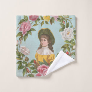 Kitscherige vintage Duitse Valentijnskaart, 1884 Washandje