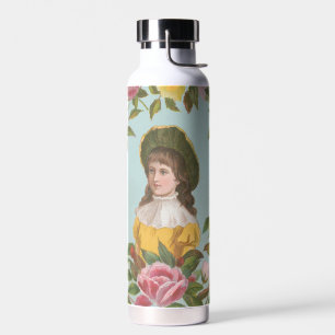 Kitscherige vintage Duitse Valentijnskaart, 1884 Waterfles