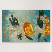 Kitscherige vreemde vintage Halloween-ansichtkaart Legpuzzel (Horizontaal)