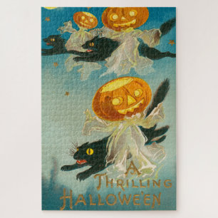 Kitscherige vreemde vintage Halloween-ansichtkaart Legpuzzel