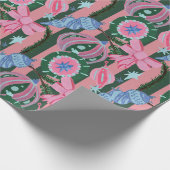 Kitschige Retro Ornament Kerst Inpakpapier (Hoek)