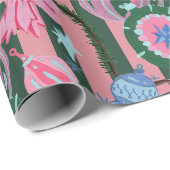 Kitschige Retro Ornament Kerst Inpakpapier (Rol Hoek)
