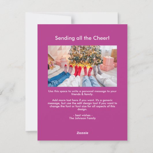 Kitschmas Modern Hip Kerstmis Roze Foto Feestdagenkaart (Achterkant)