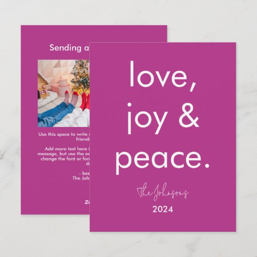 Kitschmas Modern Hip Kerstmis Roze Foto Feestdagenkaart (Voorkant / Achterkant)