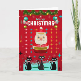 Kitschmas Spectaculair: Santa en Starbursts Kaart