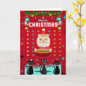 Kitschmas Spectaculair: Santa en Starbursts Kaart (Gele Bloem)