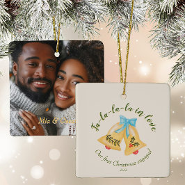 Kitschy Bell eerste kerst verloofde Keepsake Schat Keramisch Ornament