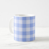 Kitschy blauwe gingham retro keuken koffiemok (Voorkant links)
