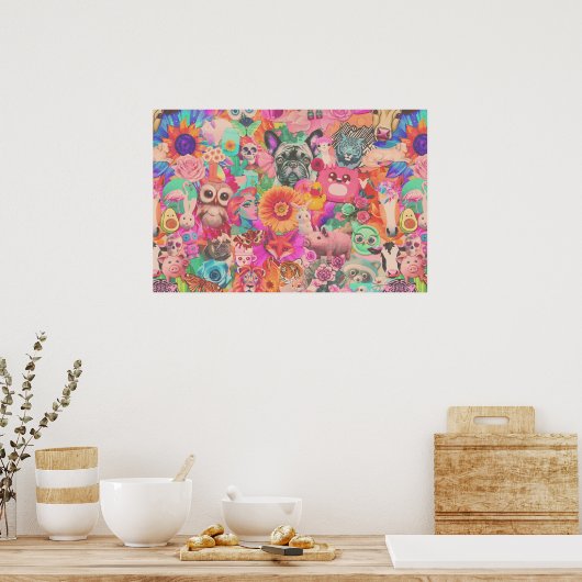 Kitschy Collage Decoupage Papier Poster (Keuken)