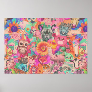 Kitschy Collage Decoupage Papier Poster