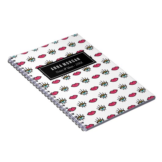 Kitschy Eyes & Lips Custom Name Notitieboek (Rechterzijde)
