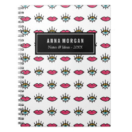 Kitschy Eyes & Lips Custom Name Notitieboek