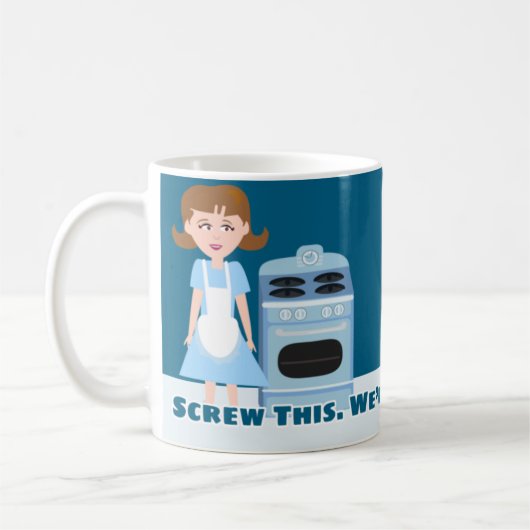 Kitschy Fifties Housevrouw Snarky Slogan Fun Koffiemok (Links)