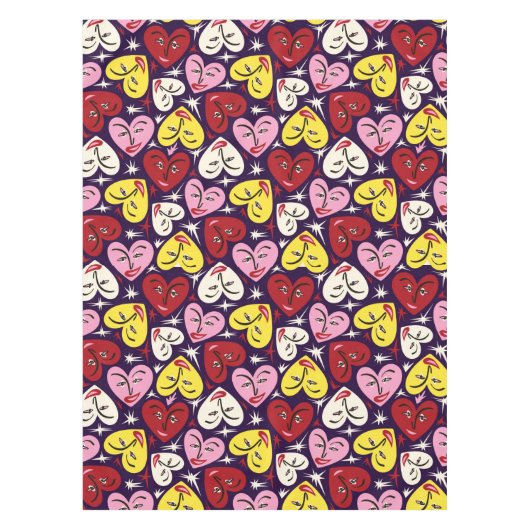 Kitschy Keuken Retro 1950's Hart Patroon Tafelkleed (Voorkant)