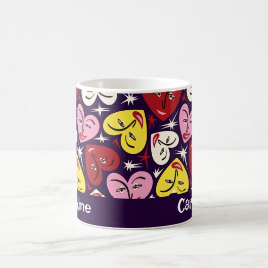 Kitschy Kitchen Retro 1950's Hearts Aangepaste naa Koffiemok (Center)