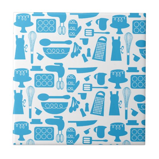 Kitschy Kitchenware Pattern Tegeltje (Voorkant)