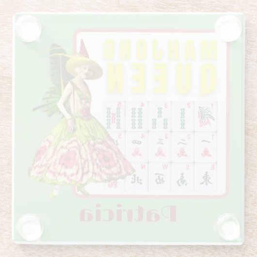 Kitschy Mahjong Persoonlijk Glazen Onderzetter (Achterkant)