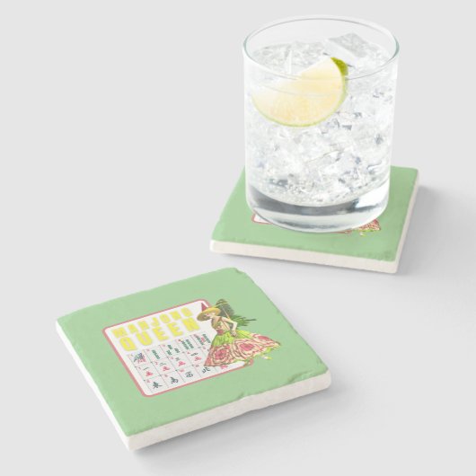 Kitschy Mahjong Queen Stenen Onderzetter (Zijkant)