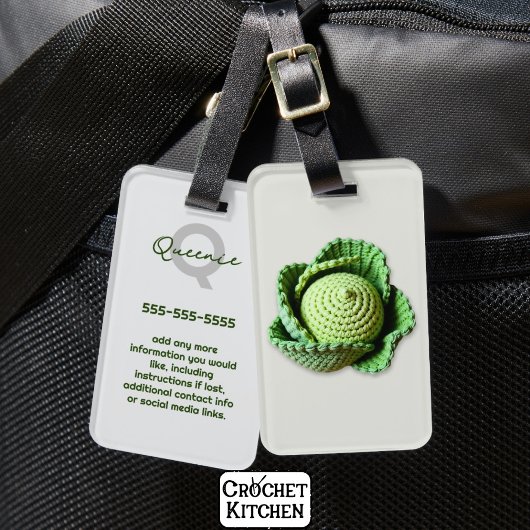 Kitschy Modern Granny Garden Haakkool Naam Bagagelabel