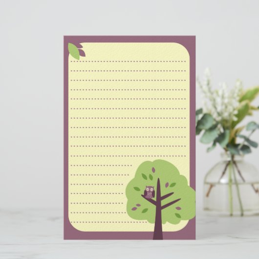 Kitschy Owl Briefpapier (Staand voorkant)