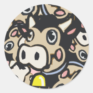 Kitschy Pop Art Dairy Moo Koe in retro stijl - Ronde Sticker