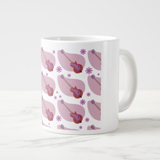 Kitschy Retro Fifties Guitar Boomerang Pattern Grote Koffiekop (Voorkant rechts)