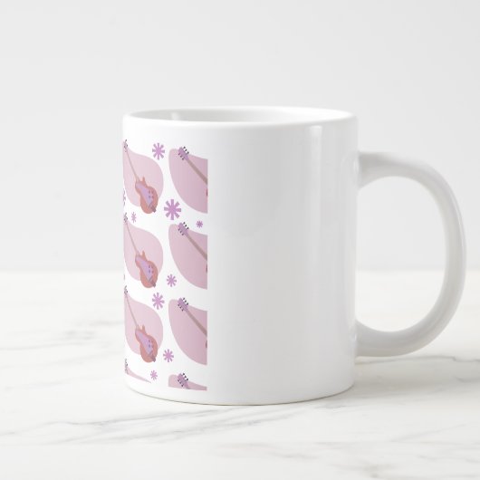 Kitschy Retro Fifties Guitar Boomerang Pattern Grote Koffiekop (Rechts)