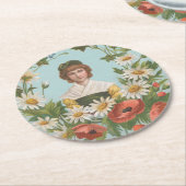 Kitschy Retro German Valentine's Card, 1884 Ronde Kartonnen Onderzetter (Gebogen)