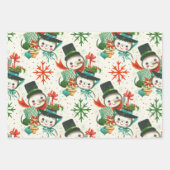 Kitschy Retro Snowmen Inpakpapier Vel (Voorkant 2)