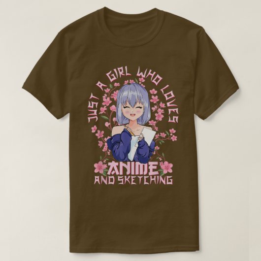 Kitschy Sakura Cherry Blossom Kawaii Anime en S T-shirt (Design voorkant)