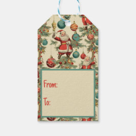 Kitschy Santa and Ornaments  Cadeaulabel