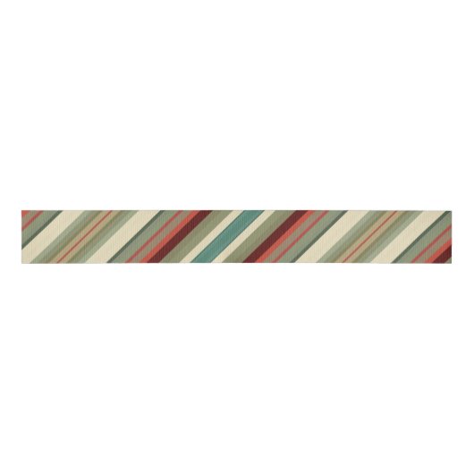 Kitschy Santa and Ornaments Complimentary Stripes Grosgrain Lint (Voorkant)
