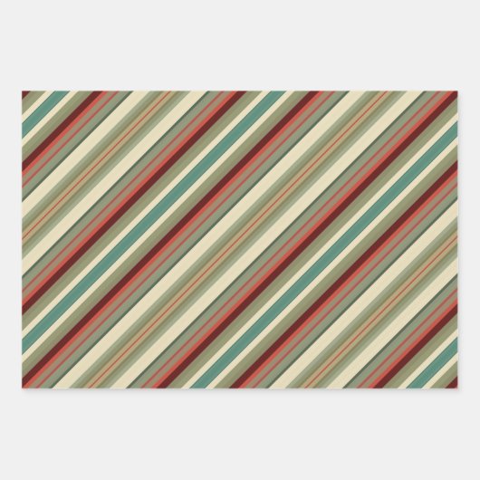 Kitschy Santa and Ornaments Complimentary Stripes Inpakpapier Vel (Voorkant 3)