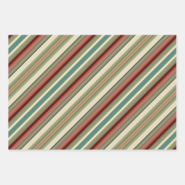 Kitschy Santa and Ornaments Complimentary Stripes Inpakpapier Vel