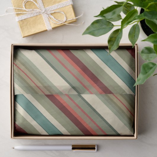 Kitschy Santa and Ornaments Complimentary Stripes Tissuepapier (Geschenk)