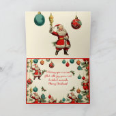 Kitschy Santa and Ornaments Wrapping Paper Aankondiging (Binnen)