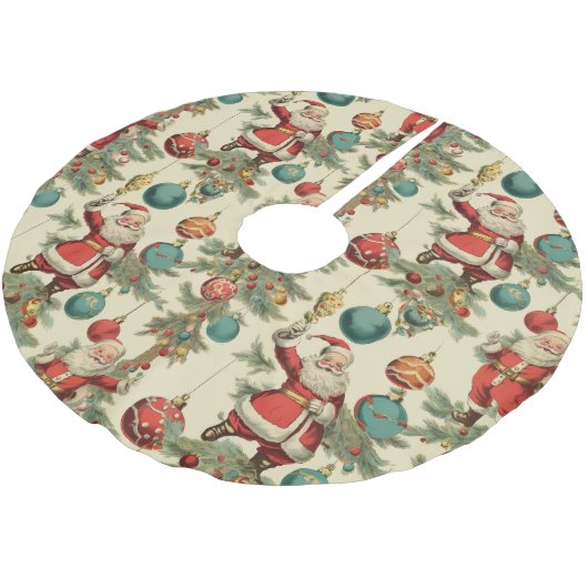 Kitschy Santa and Ornaments Wrapping Paper Kerstboom Rok (Gekanteld)