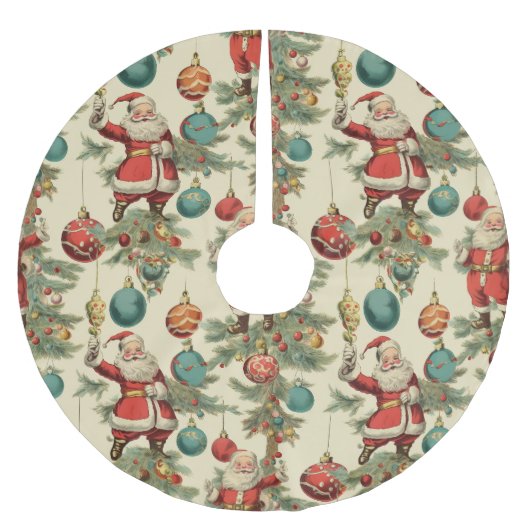 Kitschy Santa and Ornaments Wrapping Paper Kerstboom Rok (Voorkant)
