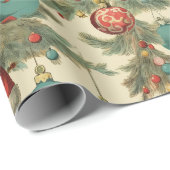 Kitschy Santa en Ornamenten Wrapping Papier (Rol Hoek)