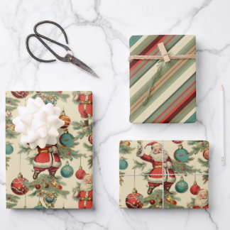 Kitschy Santa en Ornamenten Wrapping Papier Inpakpapier Vel